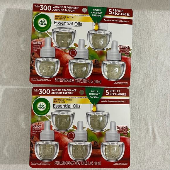 (2 Packs) Air Wick Scented Oil Refill Apple Cinnamon Medley (5 In Each) - Picture 1 of 1